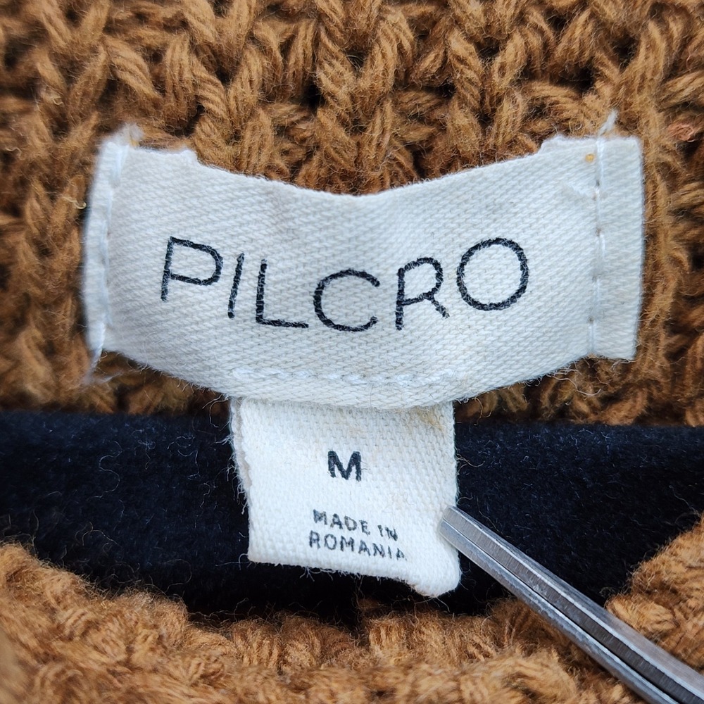 Pilcro Waffle Knit Cropped Sweater Women M Boho Cottagecore Cozy Oversized Fall - Picture 4 of 7